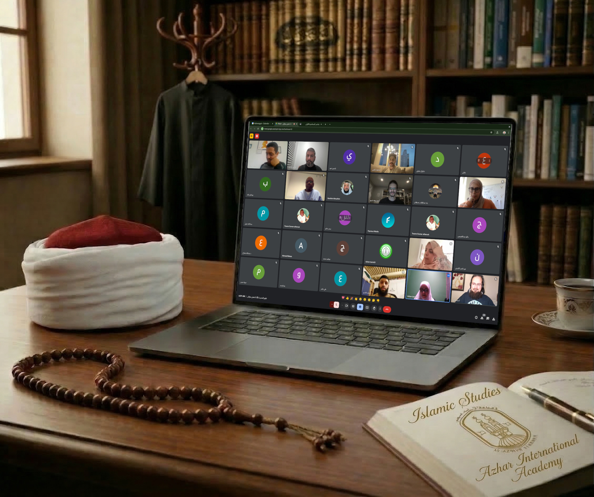 Student studying Islamic studies online