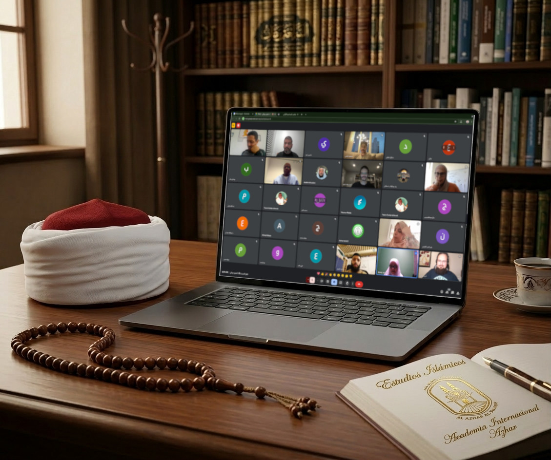 Estudiante siguiendo estudios islámicos en línea